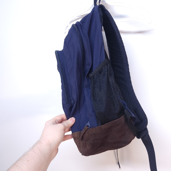 Eddie Bauer Bags Vintage Eddie Bauer Backpack Blue W Suede Bottom